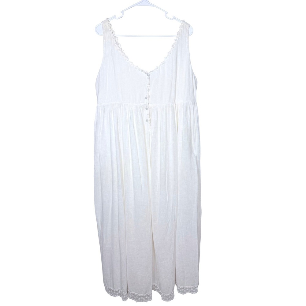 Victoria's Secret Country Women Large White Cotton Nightgown Lace Trim Vintage